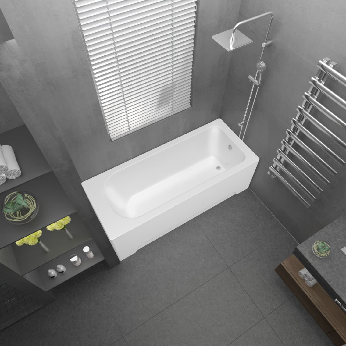 Sydney 1800x700mm Single Ended Round Acrylic Bath