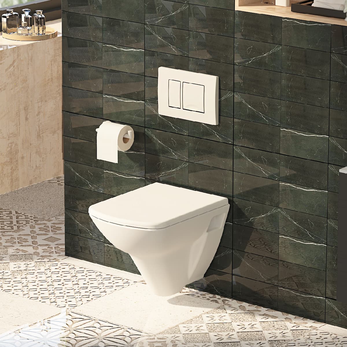 Wall Hung Ceramic Toilet Pan Square - Bano