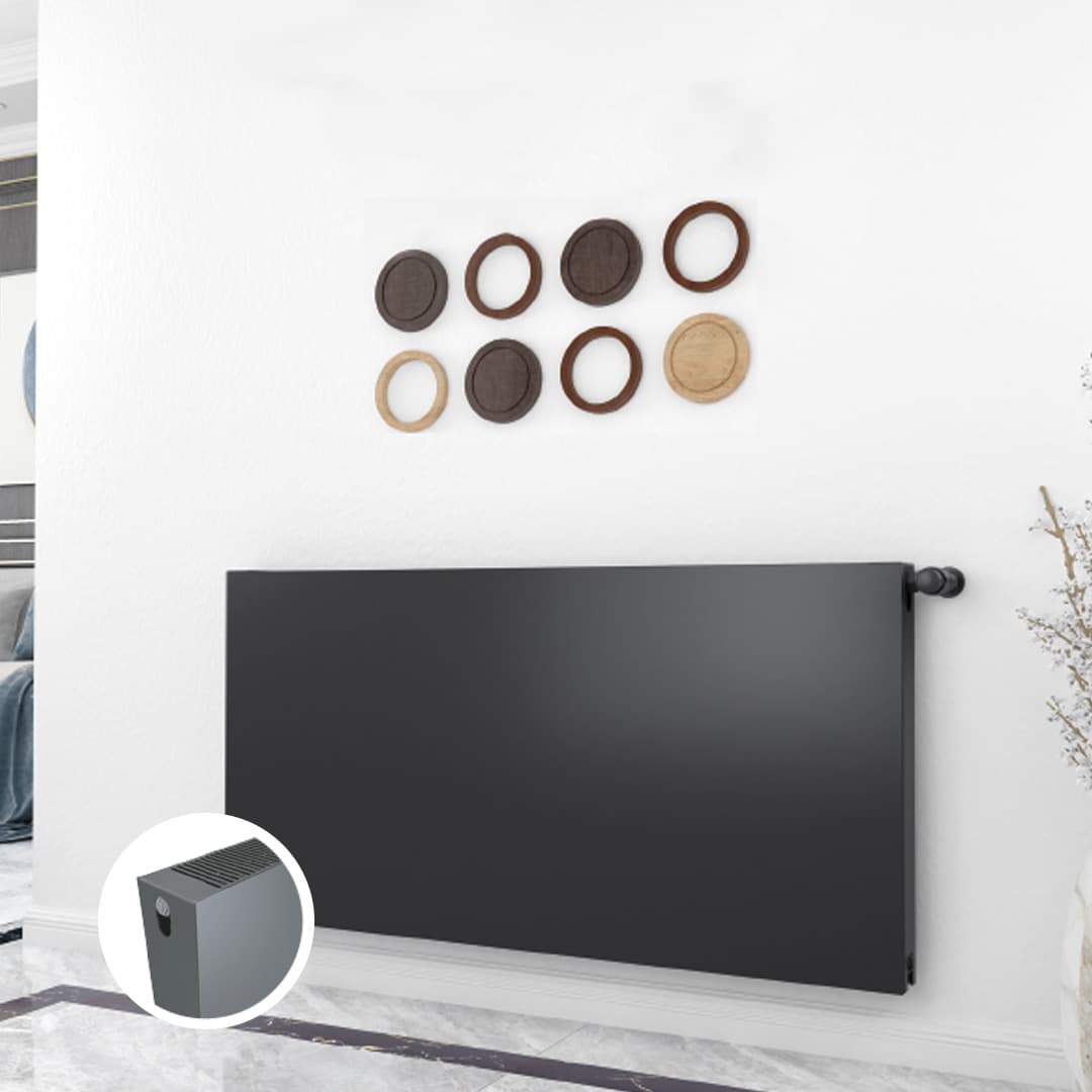 FLAT SINGLE STEEL DESIGN RADIATOR 600x1000 ANTHRACITE