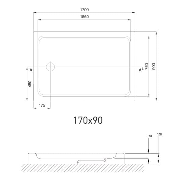 Salerno Dikdörtgen Duş Flat 170*90