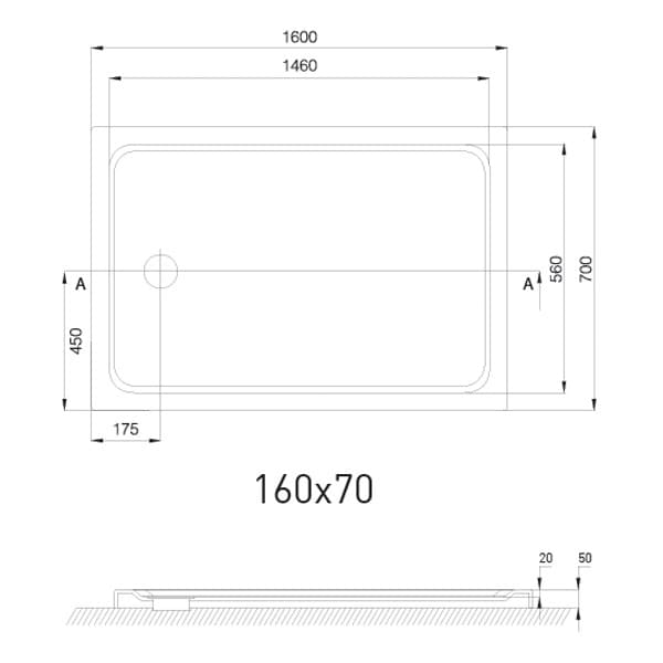 Salerno Dikdörtgen Duş Flat 160*70