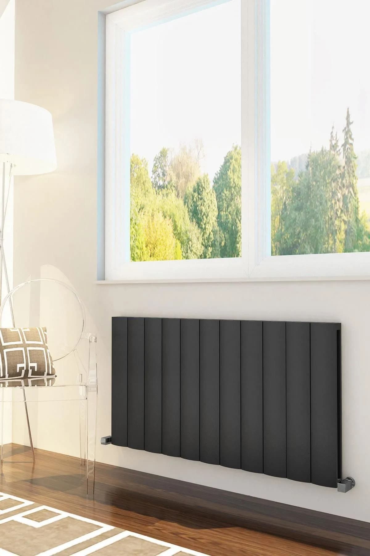 Simetrik Dizayn Radyatör Antrasit Alüminyum Yatay (Single) 600 X 1130 Mm