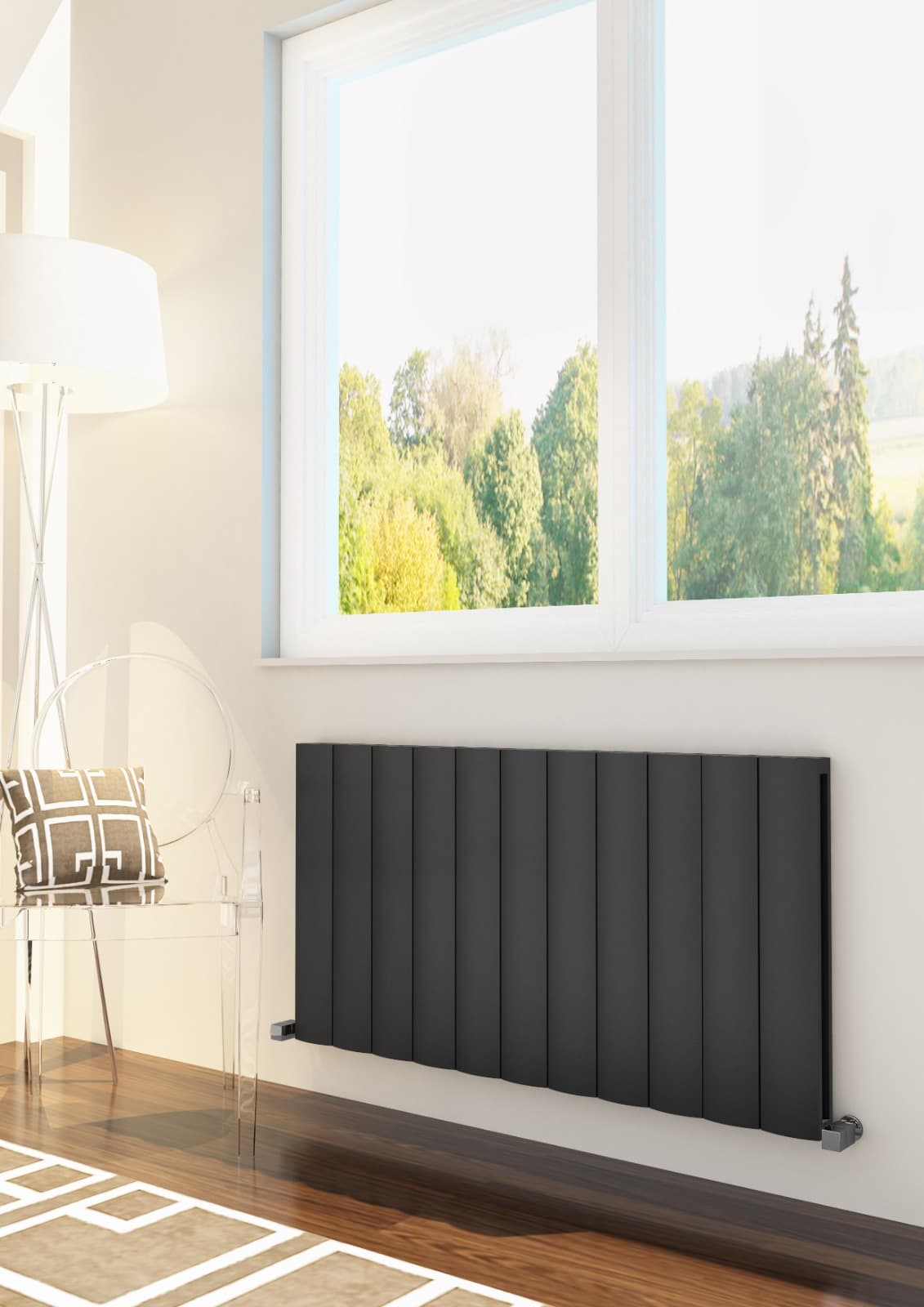 Lugo Aluminium Design Radiator, Single, 600x924, Horizontal, ANTHRACITE