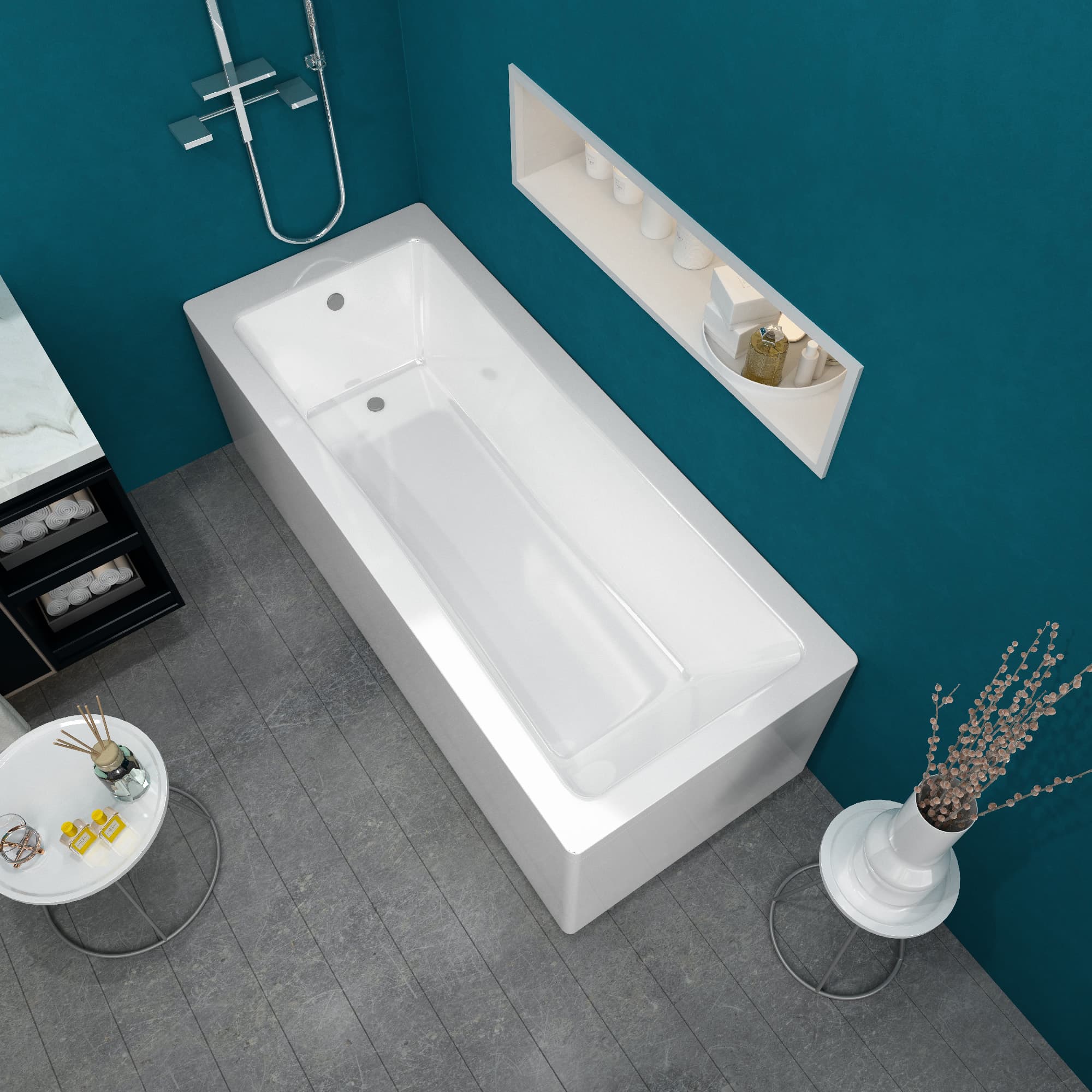 Granada 1600x700mm Single Ended Square Acrylic Bath