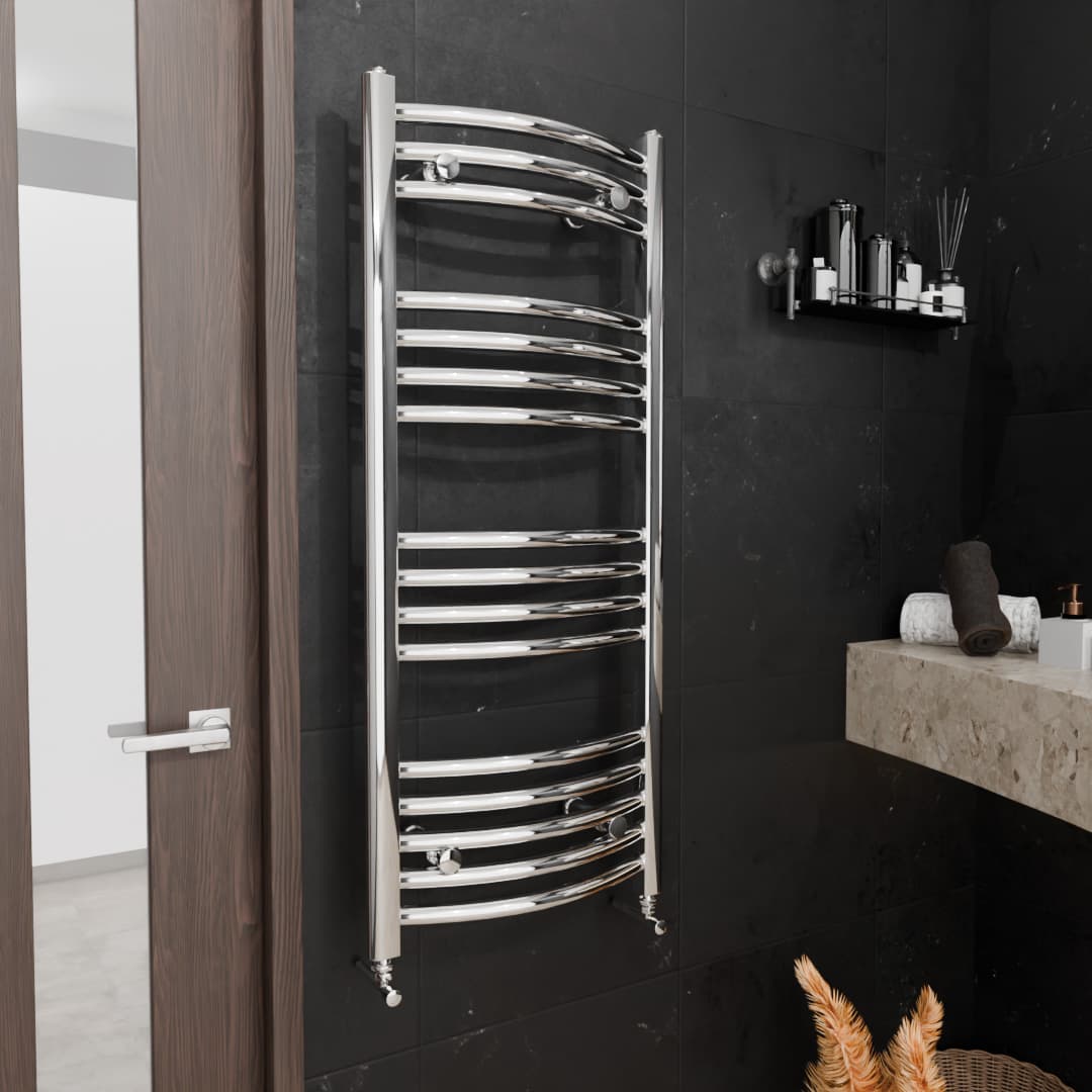 Pozo Towel Warmer Curved 400x1000 CHROME