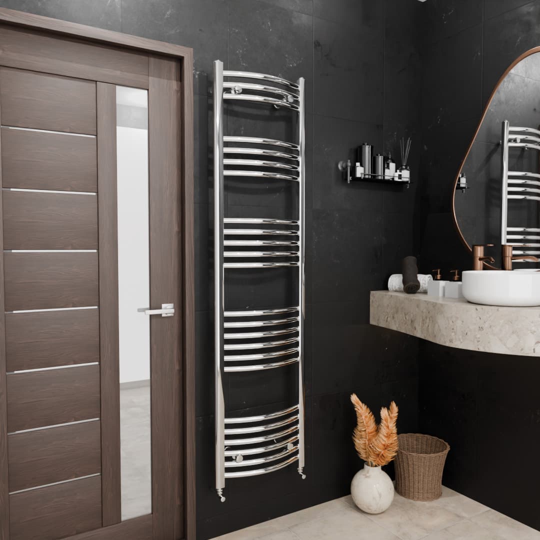 Pozo Towel Warmer Curved 400x1600 CHROME