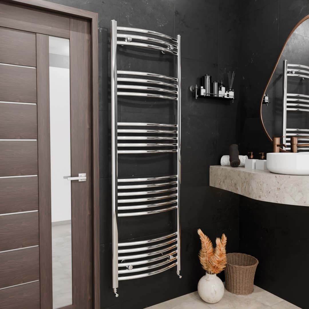 Pozo Towel Warmer Curved 500x1600 CHROME