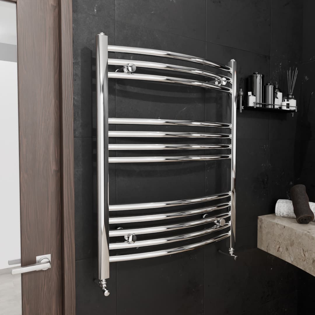 Pozo Towel Warmer Curved 600x800 CHROME