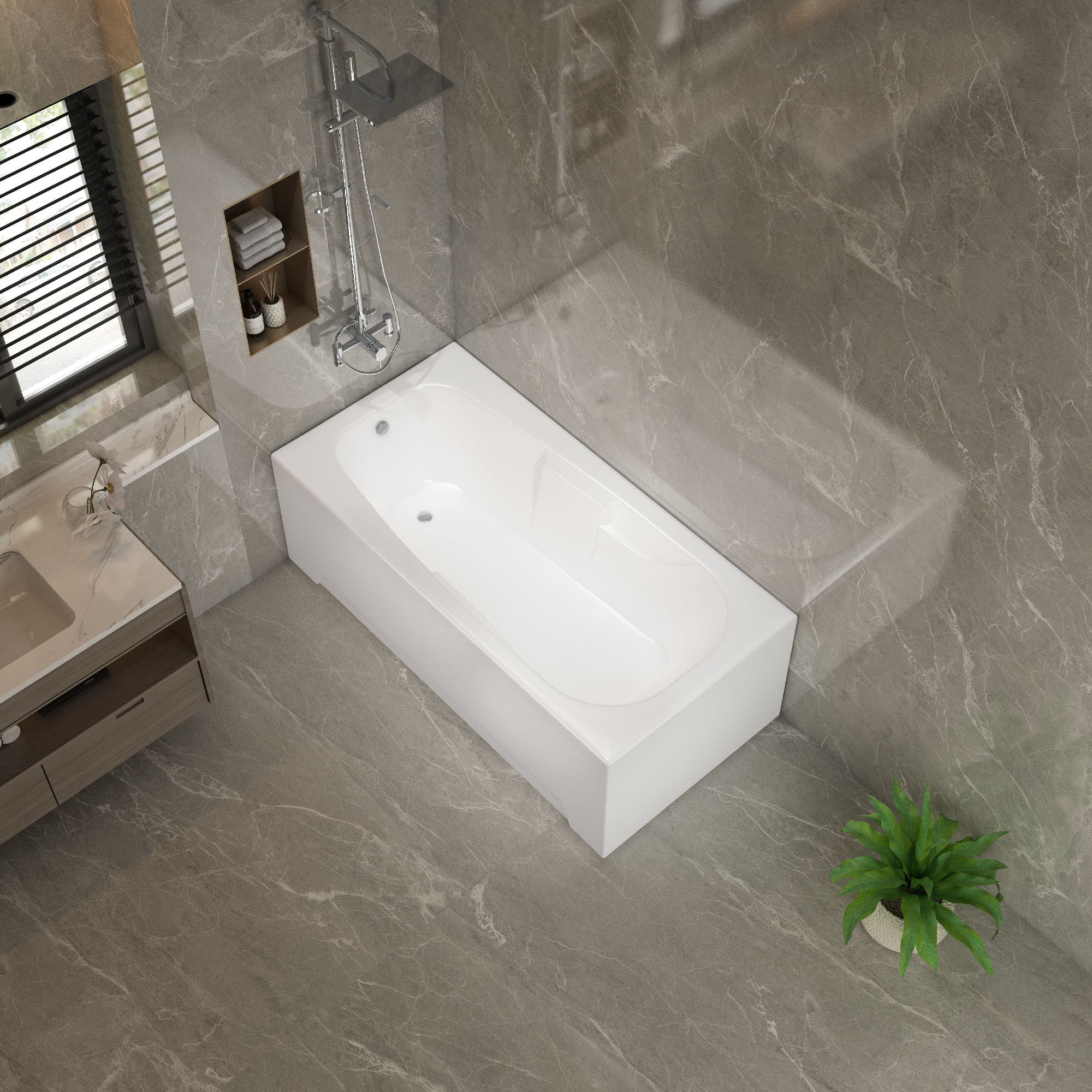 Rodos 1650x700mm Single Ended Round Acrylic Bath