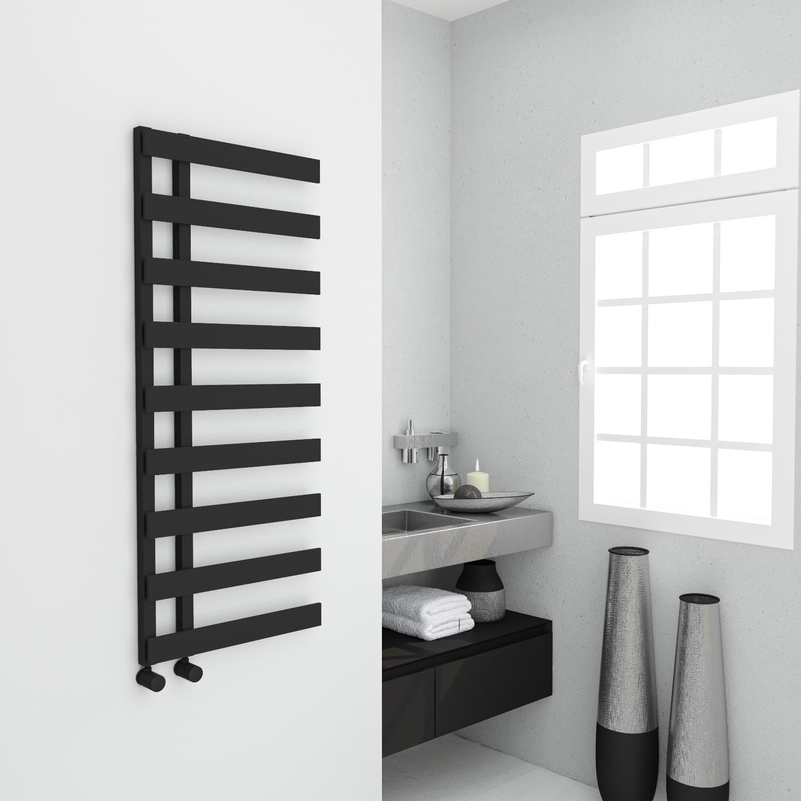 Anora Steel Designer Towel Warmer 500x800 MATT BLACK