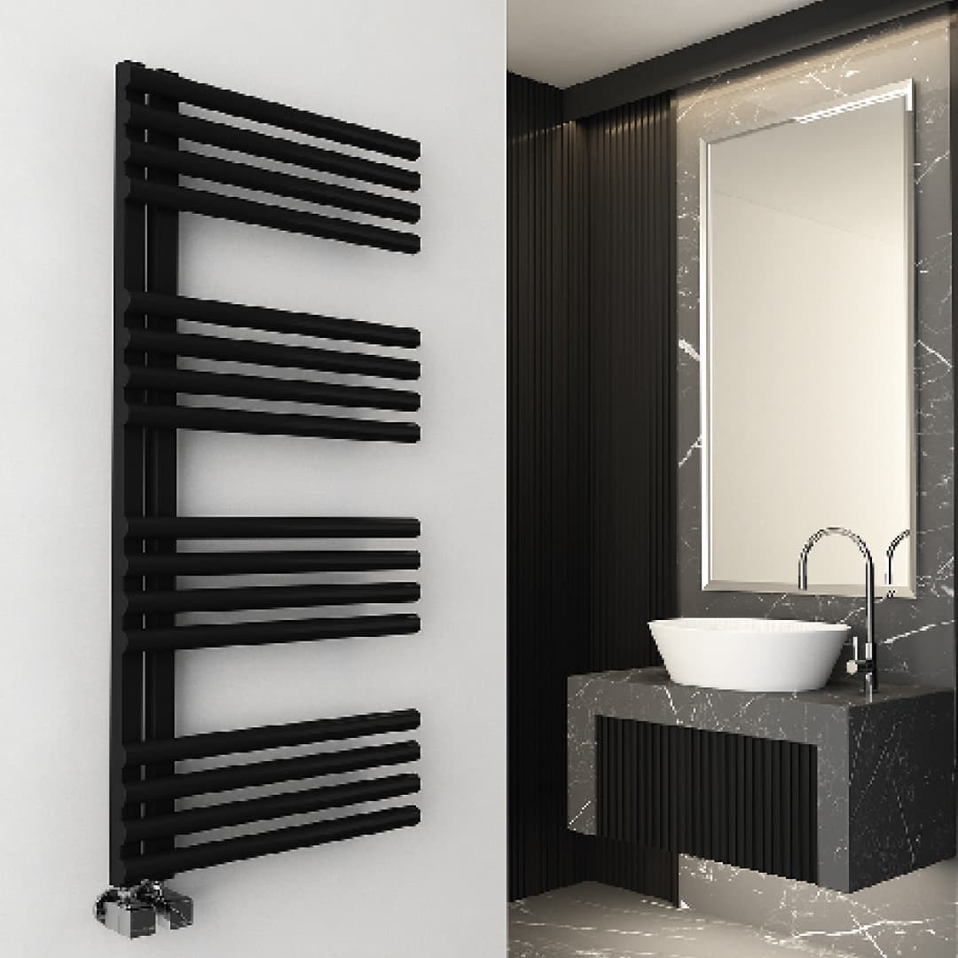 EDU Steel Designer Towel Warmer 500x1100 BLACK