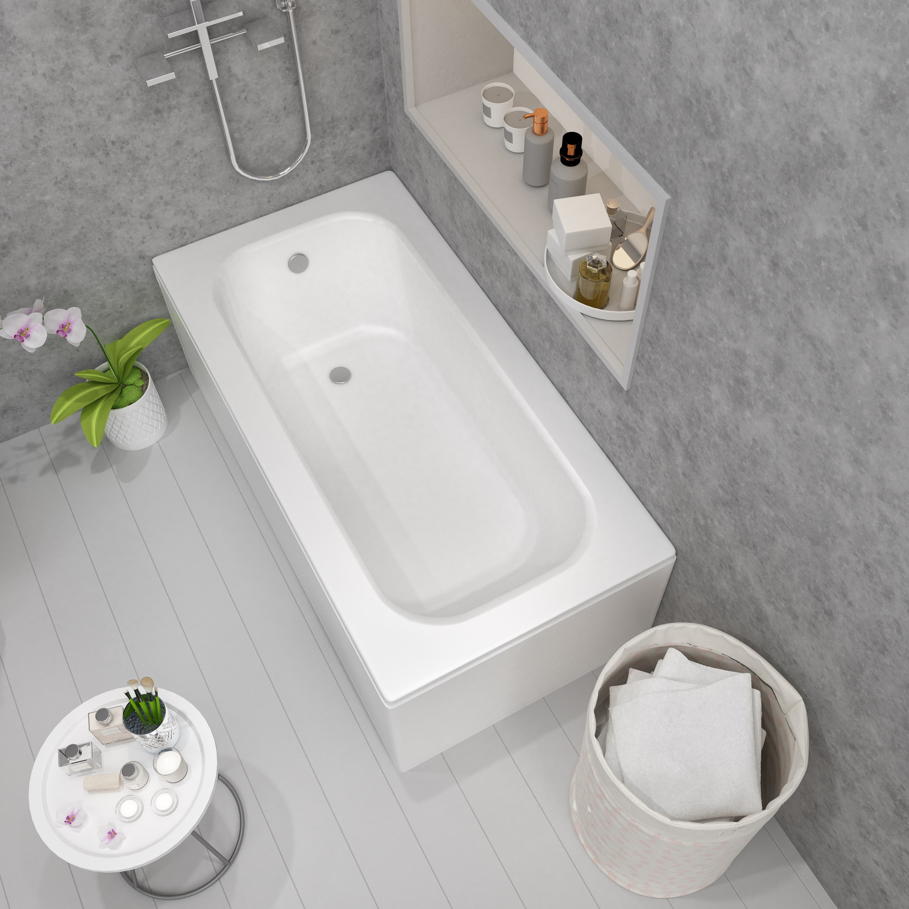 Jasmin 1300x700mm Single Ended Round Acrylic Bath