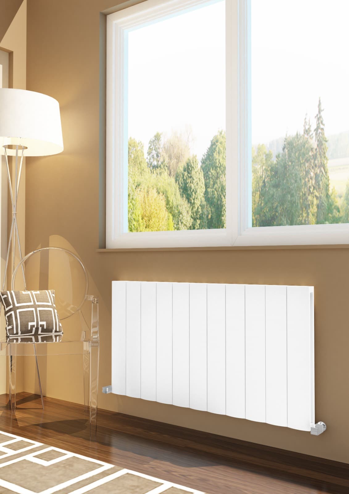 Lugo Aluminium Design Radiator, Single, 600x1130, Horizontal, WHITE