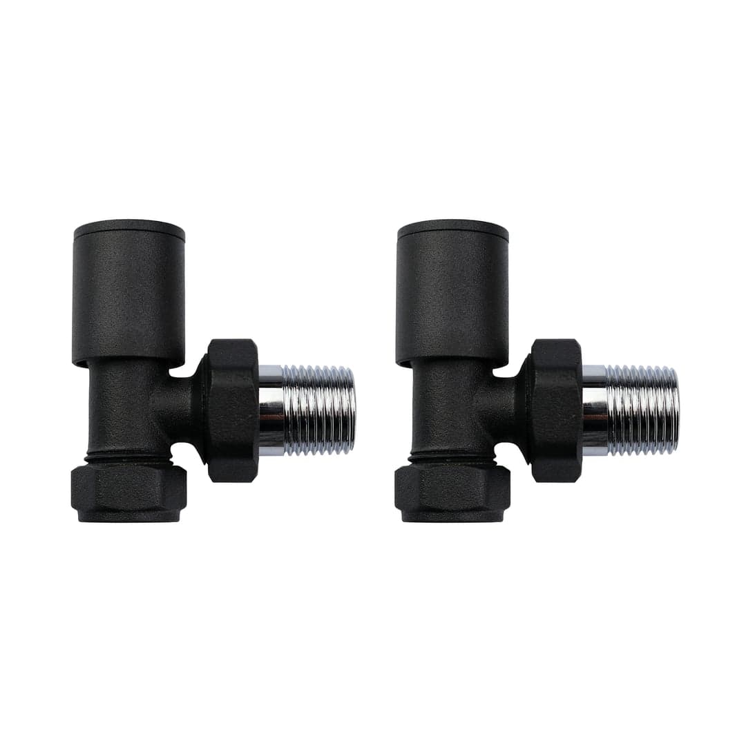 Manual Radiator Valve - Round Angled, Black