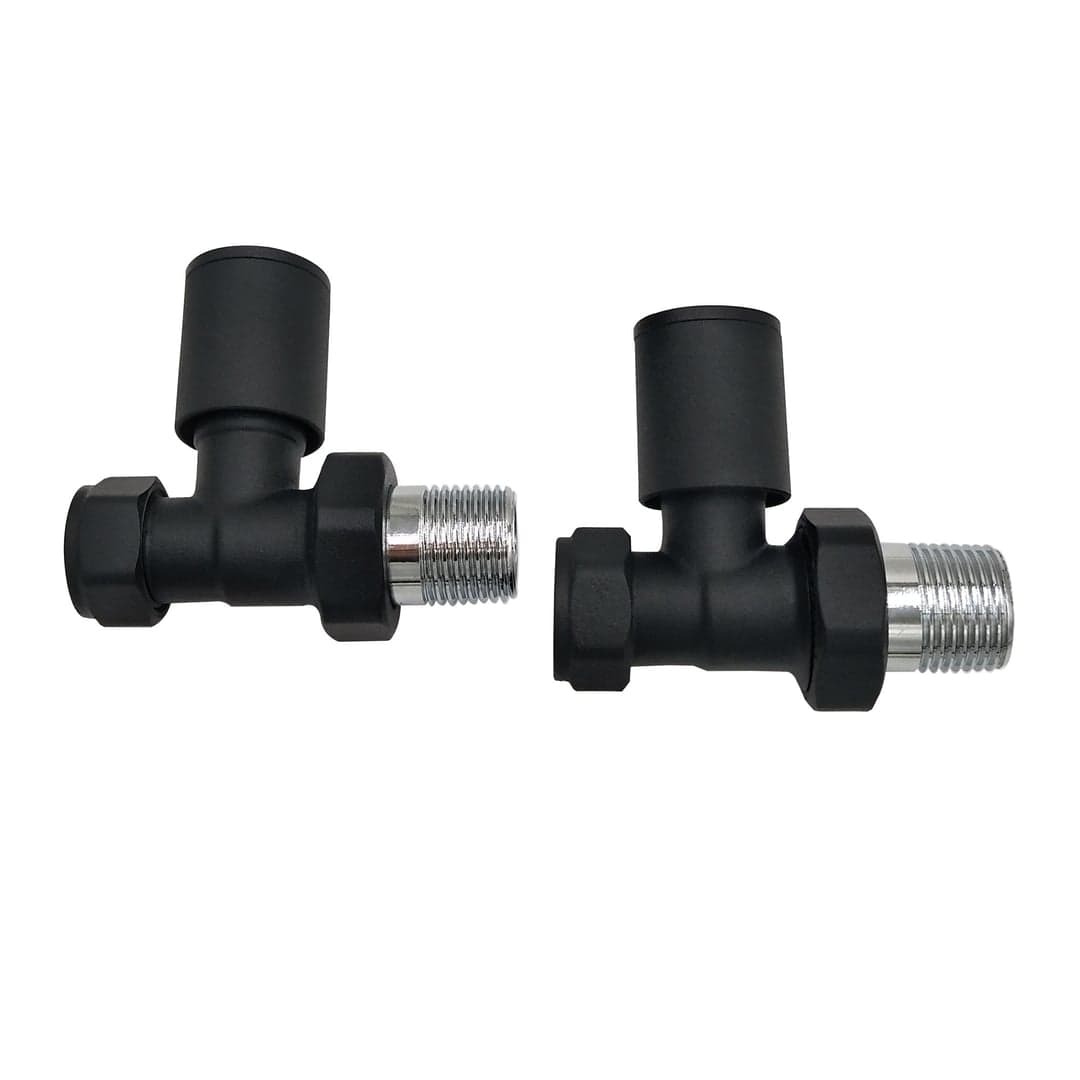 Manual Radiator Valve - Round Straight, Black