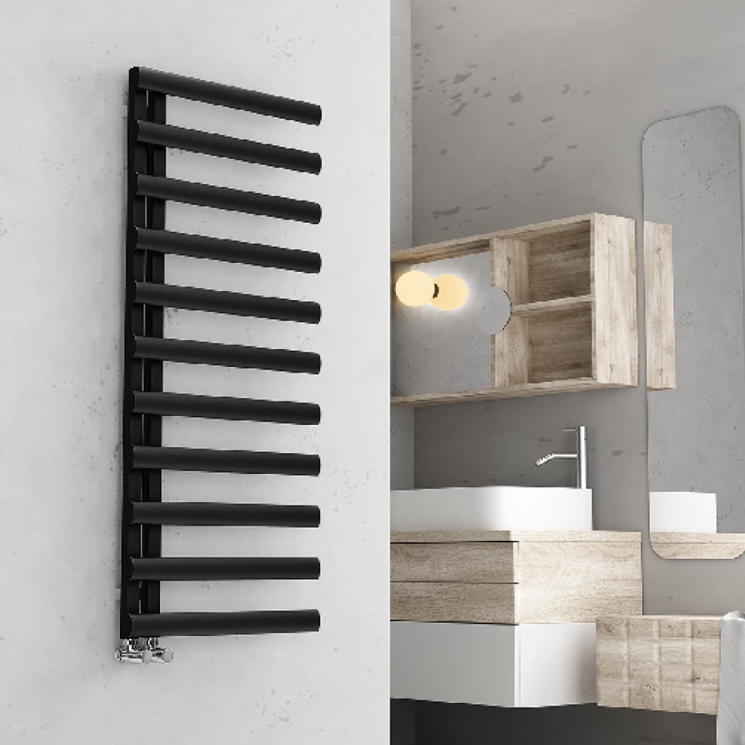 MENDOZA Steel Designer Towel Warmer 500x1200 BLACK