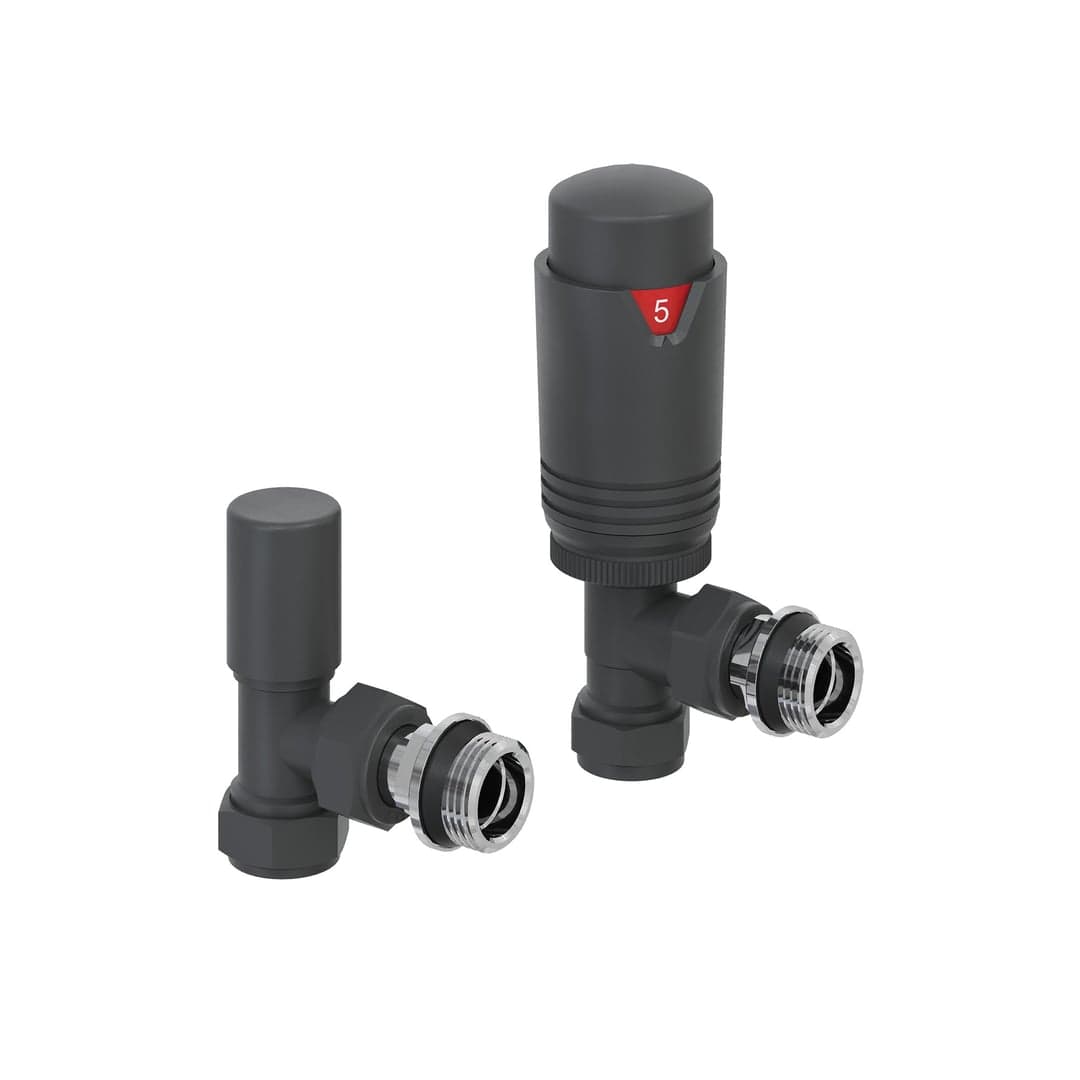 Thermostatic Radiator Valve (TRV) - Angled, Anthracite