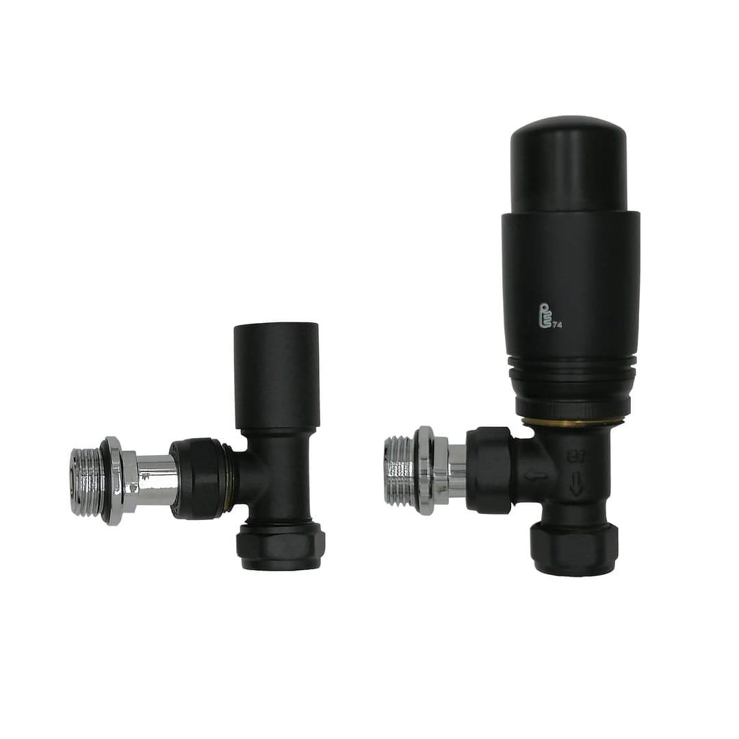 Thermostatic Radiator Valve (TRV) - Angled, Black