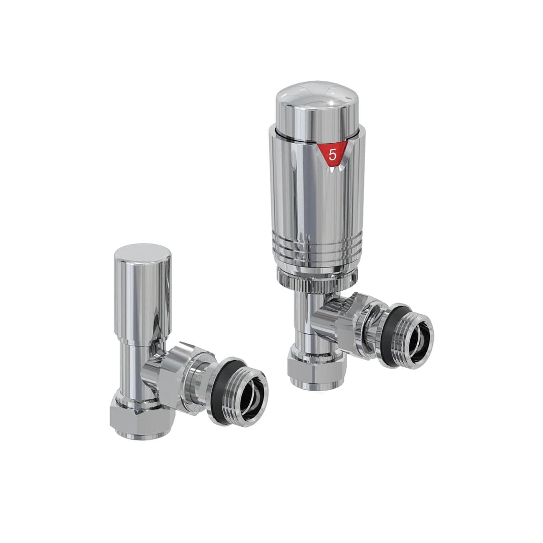 Thermostatic Radiator Valve (TRV) - Angled, Chrome