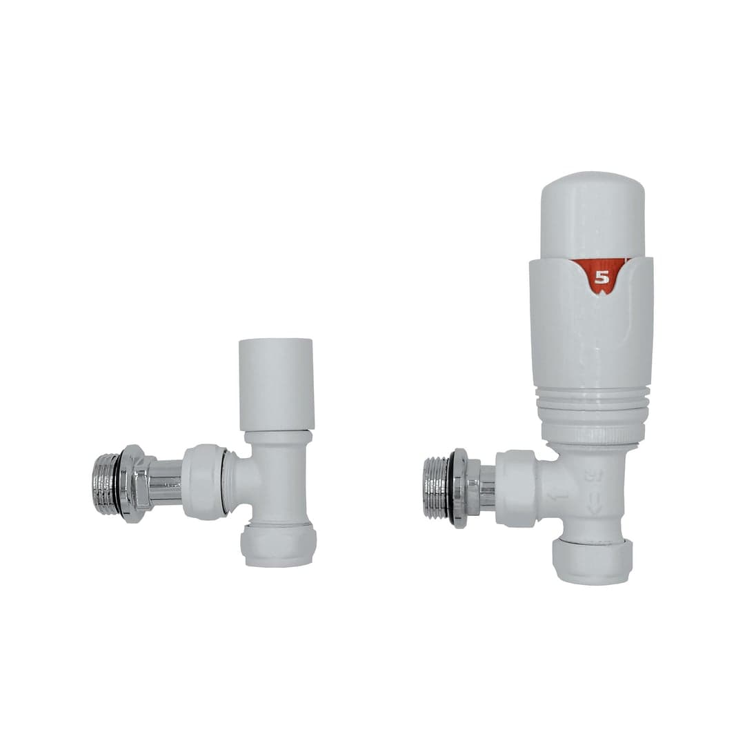 Thermostatic Radiator Valve (TRV) - Angled, White